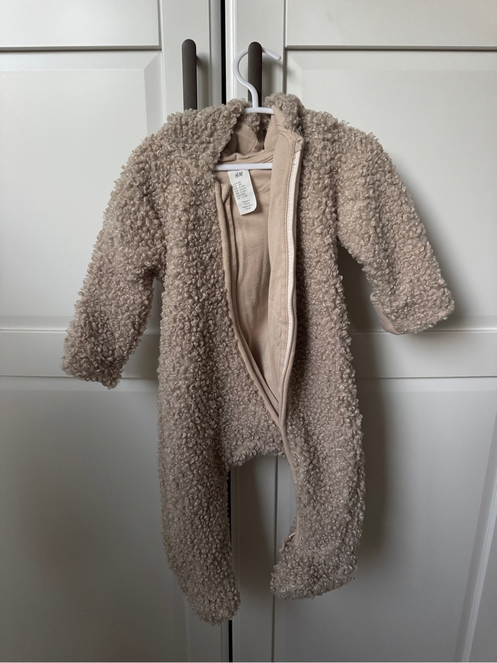H&M Taupe Sherpa Baby One-Piece Footie